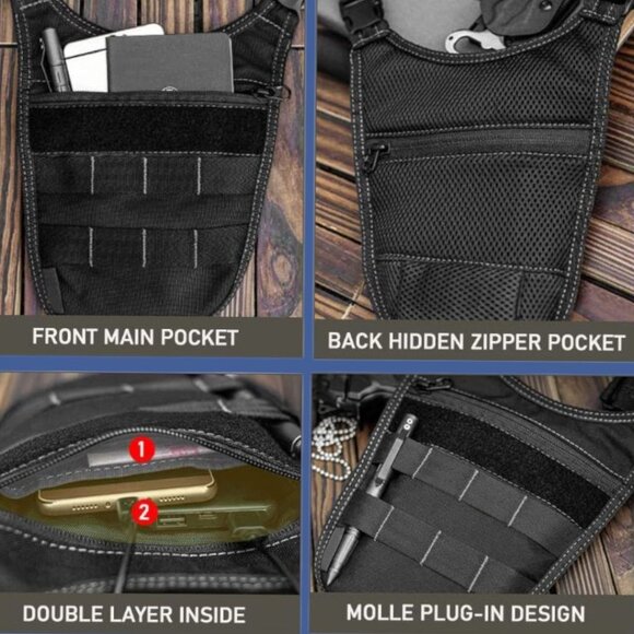 Crossbody Shoulder Bag unisex Underarm anti-deft Waist bag With Molle - Picture 3 of 12